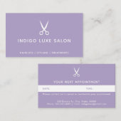 Carte De Rendez-vous Ciseaux de salon de cheveux violet moderne (Devant / Derrière)