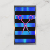 Carte De Rendez-vous Ciseaux de salon | Rayures métalliques (Devant)