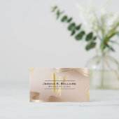 Carte De Rendez-vous Ciseaux d'or et peigne | Ruban d'or (Debout devant)