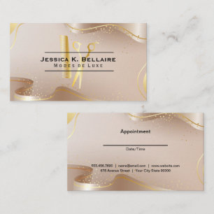 Carte De Rendez-vous Ciseaux d'or et peigne Ruban d'or