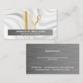 Carte De Rendez-vous Ciseaux d'or | Métal brossé | Draperie de soie (Devant / Derrière)