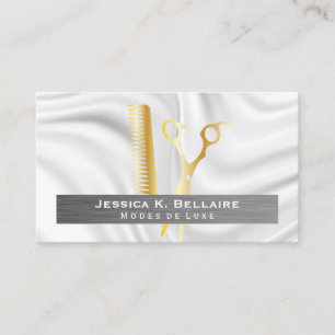 Carte De Rendez-vous Ciseaux d'or Métal brossé Draperie de soie