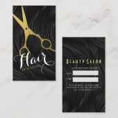 Carte De Rendez-vous Ciseaux d'or noir moderne Salon de cheveux coiffeu (Devant / Derrière)