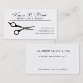 Carte De Rendez-vous Ciseaux élégants noirs de coupe de coiffeur (Devant / Derrière)