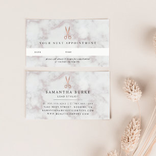 Carte De Rendez-vous Ciseaux en marbre et or Rose Salon des cheveux