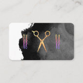 Carte De Rendez-vous Ciseaux Épingle à cheveux | Aquarelle noire (Devant)