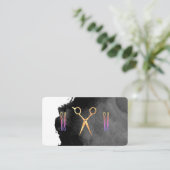 Carte De Rendez-vous Ciseaux Épingle à cheveux | Aquarelle noire (Debout devant)