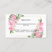 Carte De Rendez-vous Ciseaux et peigne | Fleurs roses (Dos)