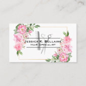 Carte De Rendez-vous Ciseaux et peigne | Fleurs roses (Devant)