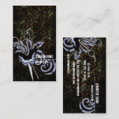 Carte De Rendez-vous ciseaux grunges de coiffeur de papillon de damassé (Devant / Derrière)