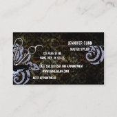 Carte De Rendez-vous ciseaux grunges de coiffeur de papillon de damassé (Dos)