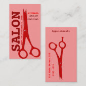 Carte De Rendez-vous Ciseaux modernes de l'élégance |red| faits sur (Devant / Derrière)