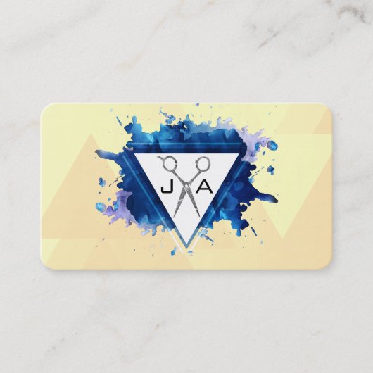 Carte De Rendez-vous Ciseaux | Monogramme | Coiffeur Moderne (Devant)