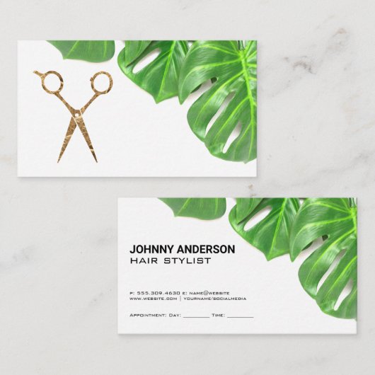 Carte De Rendez-vous Ciseaux | Monstera (Devant / Derrière)