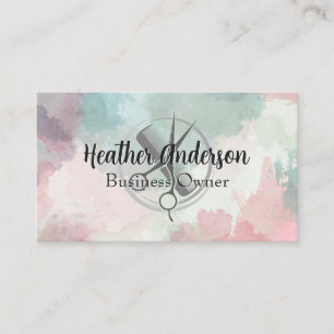 Carte De Rendez-vous Ciseaux Peigne Logo Fond Aquarelle