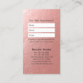 Carte De Rendez-vous Ciseaux Rose Gold Coiffeur Coiffeuse (Dos)