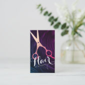 Carte De Rendez-vous Ciseaux Rose Gold Coiffeur Coiffeuse (Debout devant)