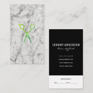 Carte De Rendez-vous Ciseaux verts Grunge moderne Marbre