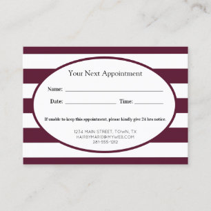 Carte De Rendez-vous Classic Maroon Stripes Business