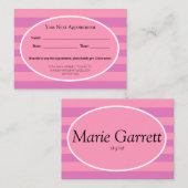 Carte De Rendez-vous Classic Pink Stripes (Devant / Derrière)