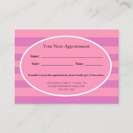 Carte De Rendez-vous Classic Pink Stripes (Devant)