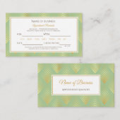 Carte de rendez-vous classique Motif Vert et Or (Devant / Derrière)