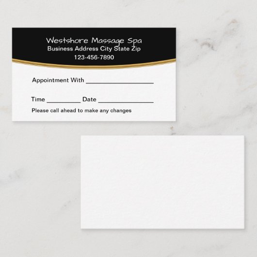 Carte De Rendez-vous Classy Massage Therapist Spa Appointment Cards (Devant / Derrière)