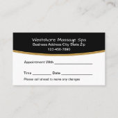 Carte De Rendez-vous Classy Massage Therapist Spa Appointment Cards (Devant)