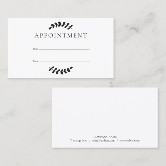 Carte de rendez-vous client Laurel Feuille (Devant / Derrière)
