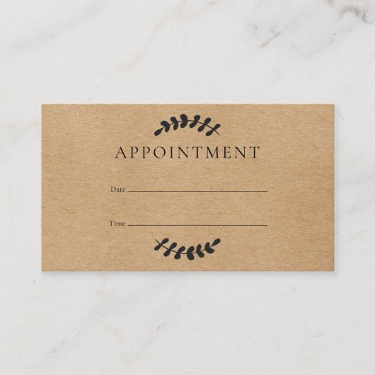 Carte de rendez-vous client Laurel Feuille Rustic (Devant)