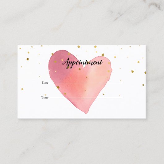 Carte de rendez-vous client Pink Watercolor Heart (Devant)