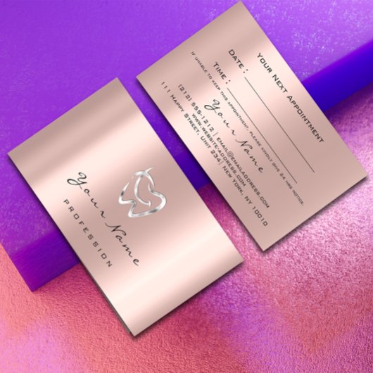 Carte De Rendez-vous Clinique dentaire Dentist Rose Argent Logo de rend