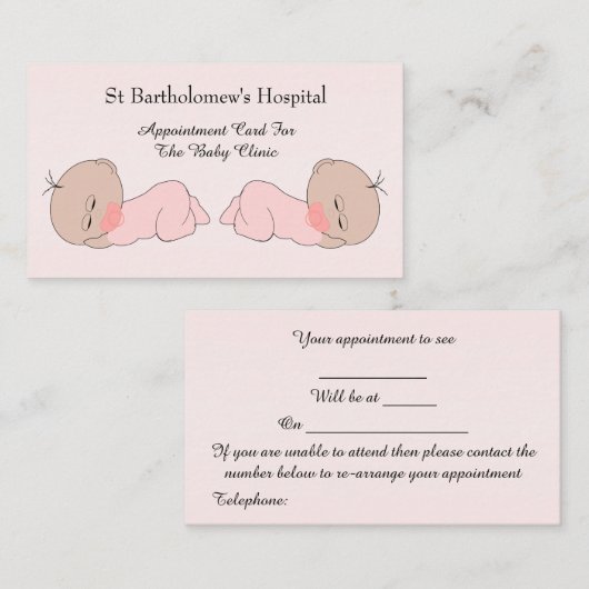 Carte De Rendez-vous Clinique pour bébés (Devant / Derrière)