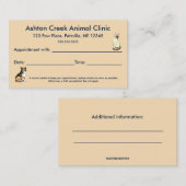 Carte de rendez-vous clinique vétérinaire modifiab (Devant / Derrière)