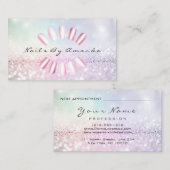 Carte De Rendez-vous Clous Artiste maquillage bleu Pastel rose Rendez-v (Devant / Derrière)