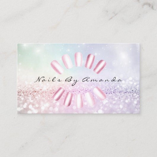 Carte De Rendez-vous Clous Artiste maquillage bleu Pastel rose Rendez-v (Devant)