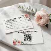 Carte De Rendez-vous Code QR du Studio de Cils Floral Botanique