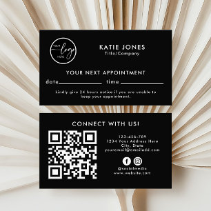 Carte De Rendez-vous Code QR Noir Personnalisé Logo Professionnel Entre
