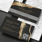Carte De Rendez-vous Code QR Script Pailleté Noir Et Or Époustouflant