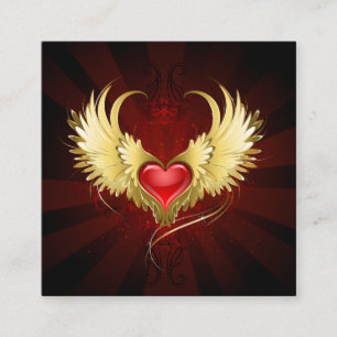 Carte De Rendez-vous Coeur rouge avec ailes d'or