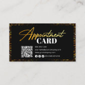 Carte De Rendez-vous Coiffeur moderne Black Gold Sparkeling Qr Code (Dos)