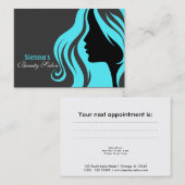 Carte de rendez-vous coiffeur (Turquoise) (Devant / Derrière)