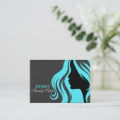 Carte de rendez-vous coiffeur (Turquoise) (Debout devant)
