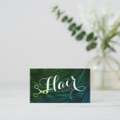 Carte De Rendez-vous Coiffeuse Coiffeuse Beauté Green Ciseaux Or (Debout devant)