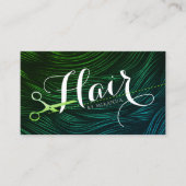 Carte De Rendez-vous Coiffeuse Coiffeuse Beauté Green Ciseaux Or (Devant)