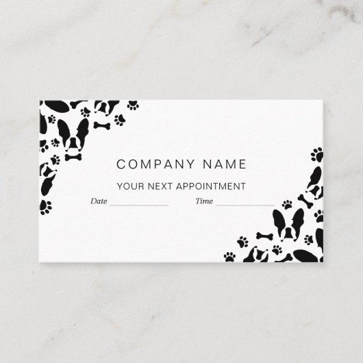 Carte De Rendez-vous Coin motif Bulldog français (Devant)