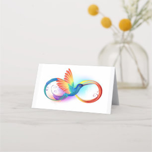 Carte De Rendez-vous Colibri arc-en-ciel avec symbole d'infini