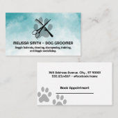 Carte De Rendez-vous Comb ciseaux | Chien Groomer | Paw (Devant / Derrière)