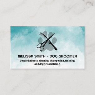 Carte De Rendez-vous Comb ciseaux Chien Groomer Paw