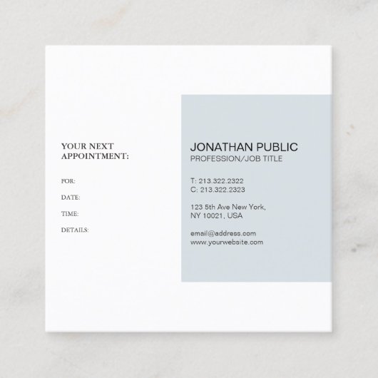 Carte De Rendez-vous Conception simple chique moderne de rappel de (Devant)